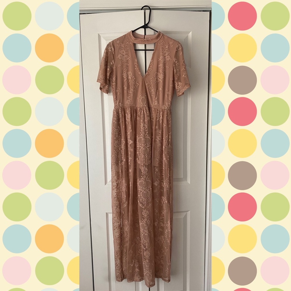 Dusty Rose Lace Maxi Dress